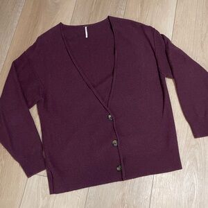 Free People Deep Plum Cashmere Cardigan- Size Small